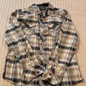 Buckle Black Plaid Button-Up Shirt